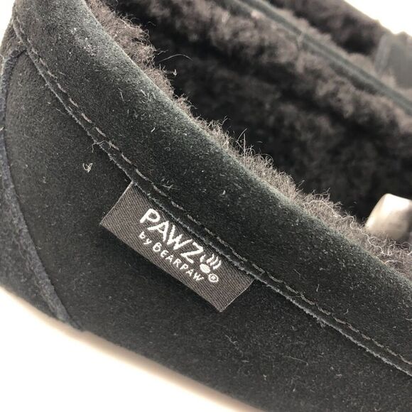 PAWZ by Bearpaw Men's Black Leather Slip On House Slippers US 10 Faux Fur Inside - Picture 12 of 13